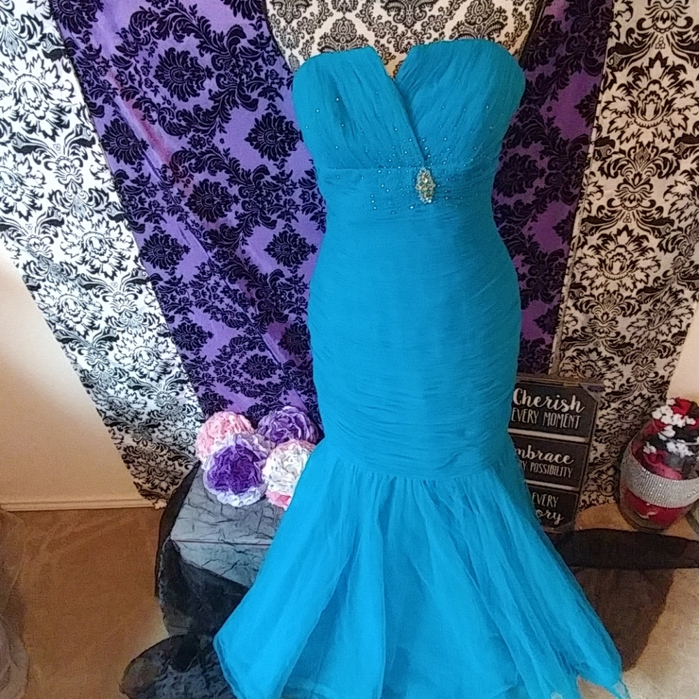Blue formal dress prom dress wedding dress  size 8
